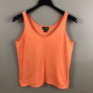 Orange Stretch Pima Cotton Tank Top - L